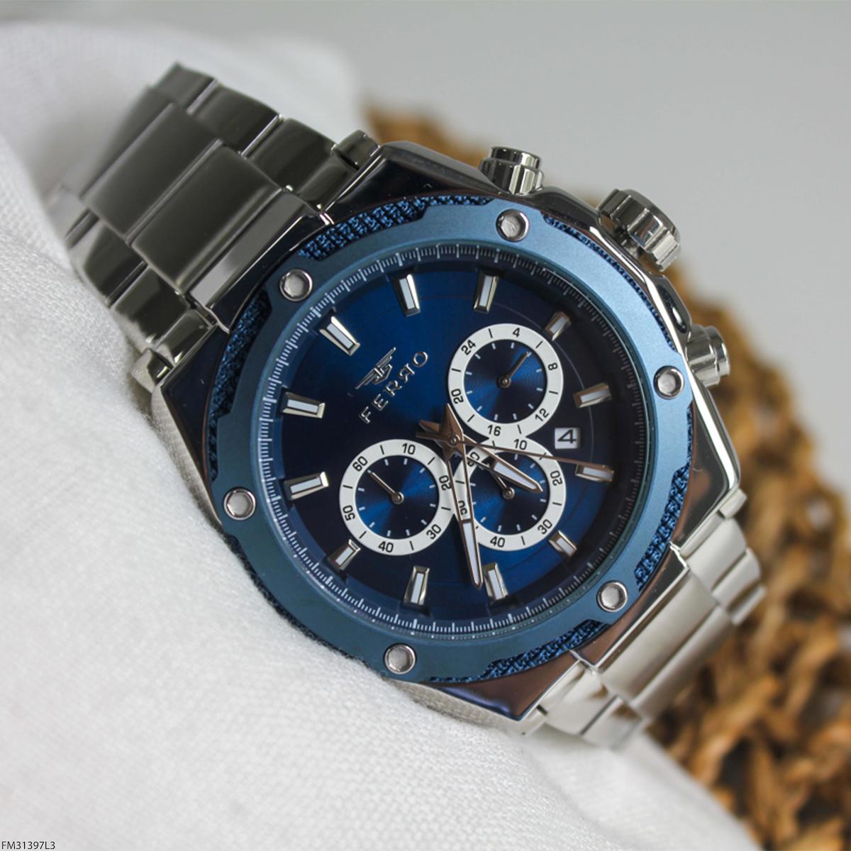 Ferro FM31397L3 Takvimli 48 mm Çelik Kordon Analog Erkek Kol Saati