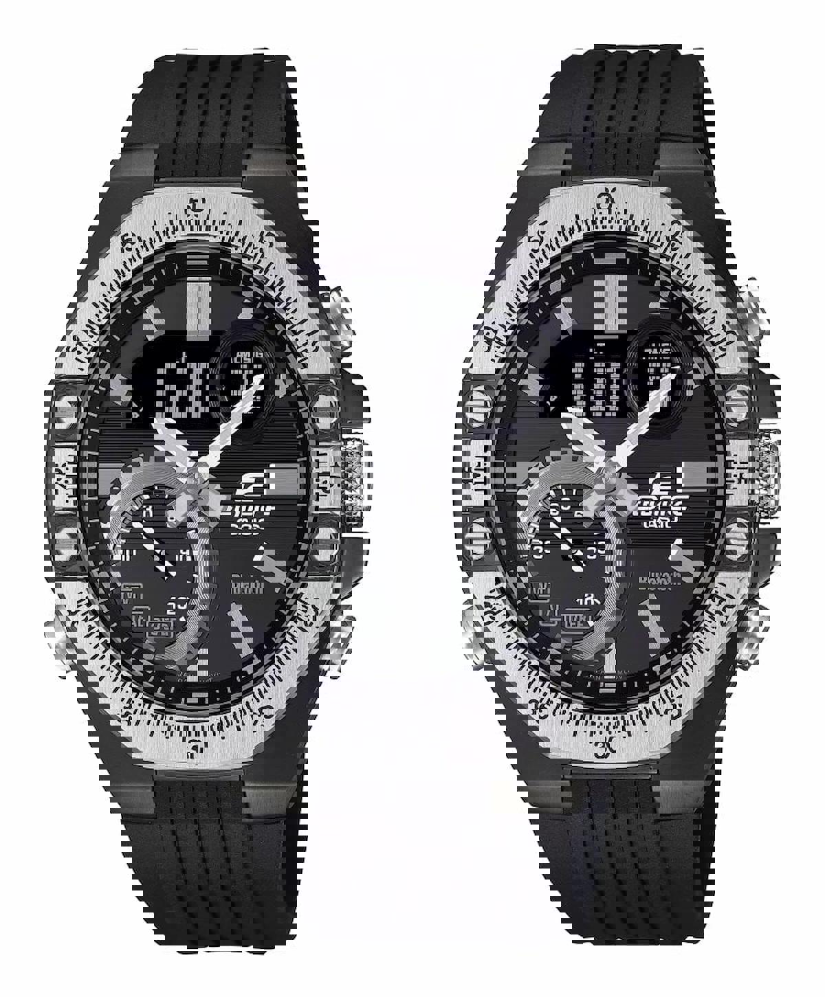 Casio ECB-10TP-1ADF Takvimli 48.5 mm Siyah Silikon Kordon Analog Kol Saati