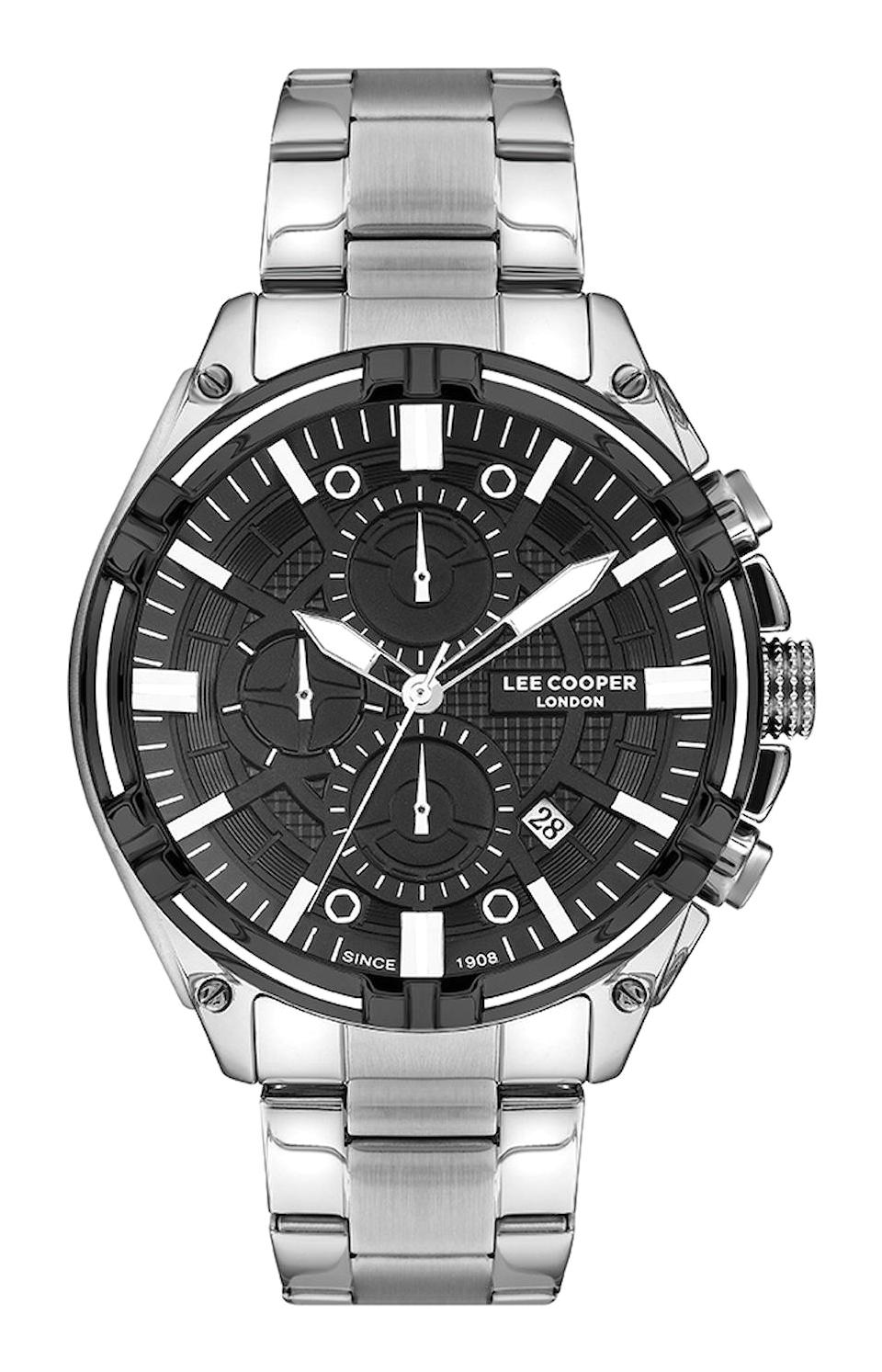 Lee Cooper LC07546.350-NM Takvimli 45 mm Gri Plastik Kordon Analog Kol Saati