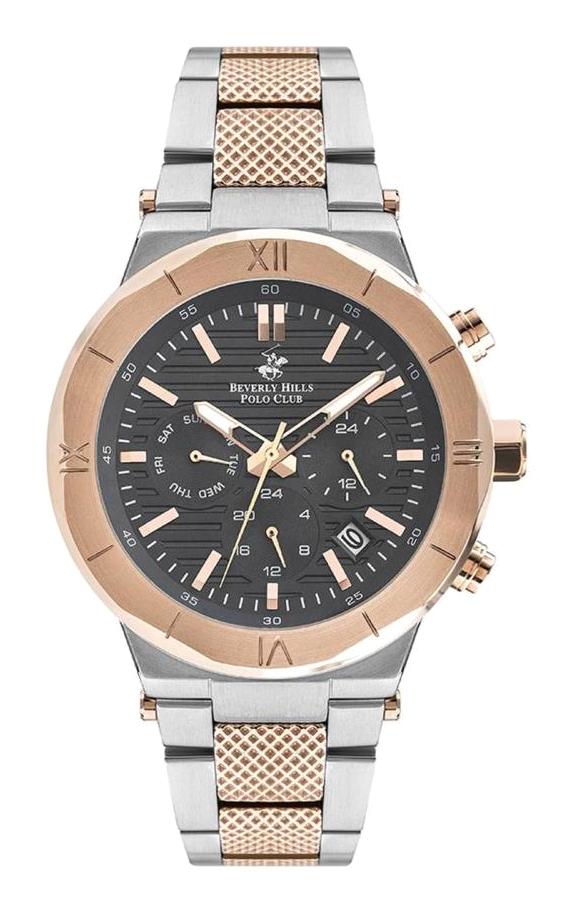 Beverly Hills Polo Club BP3217X560 Takvimli 41-45 mm Gri-Rose Gold Çelik Kordon Analog Kol Saati