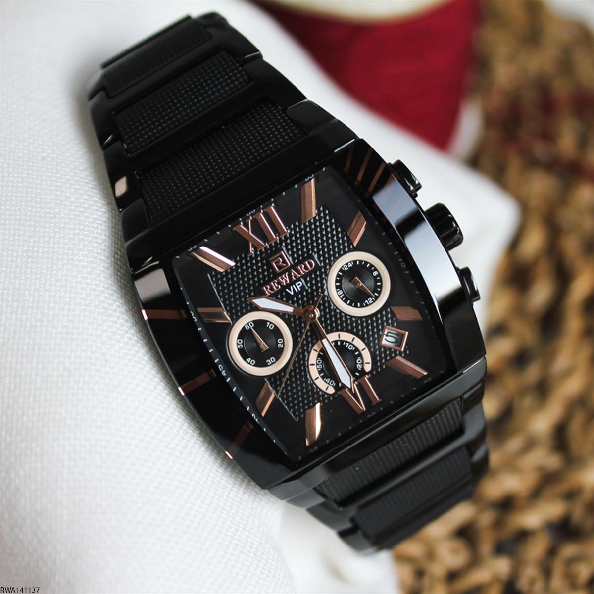Reward RWA141137 Takvimli 45 mm Siyah Silikon Kordon Analog Erkek Kol Saati