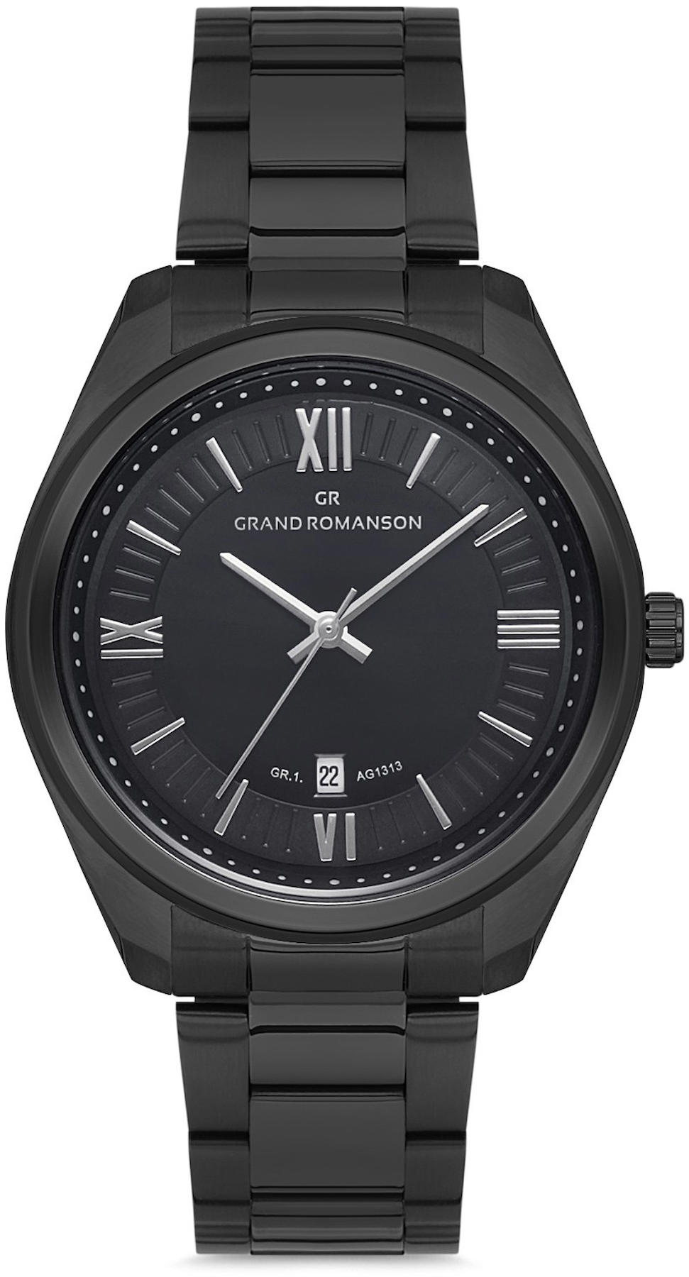 Romanson GR.1.AG1313.16 Takvimli 42 mm Siyah Çelik Kordon Analog Kol Saati
