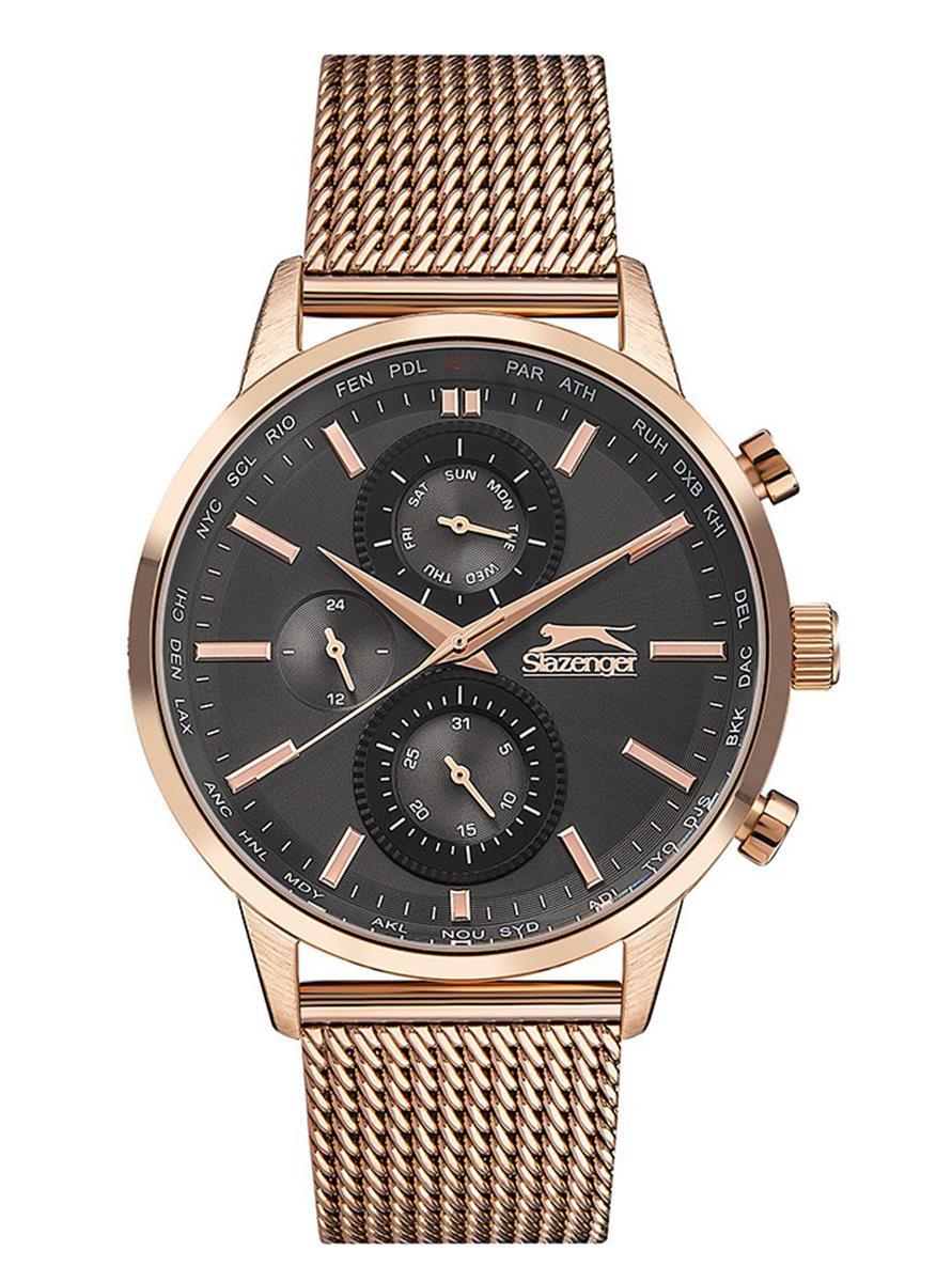 Slazenger SL.09.1844.2.02 Takvimli 45 mm Rose Gold Çelik Kordon Analog Erkek Kol Saati