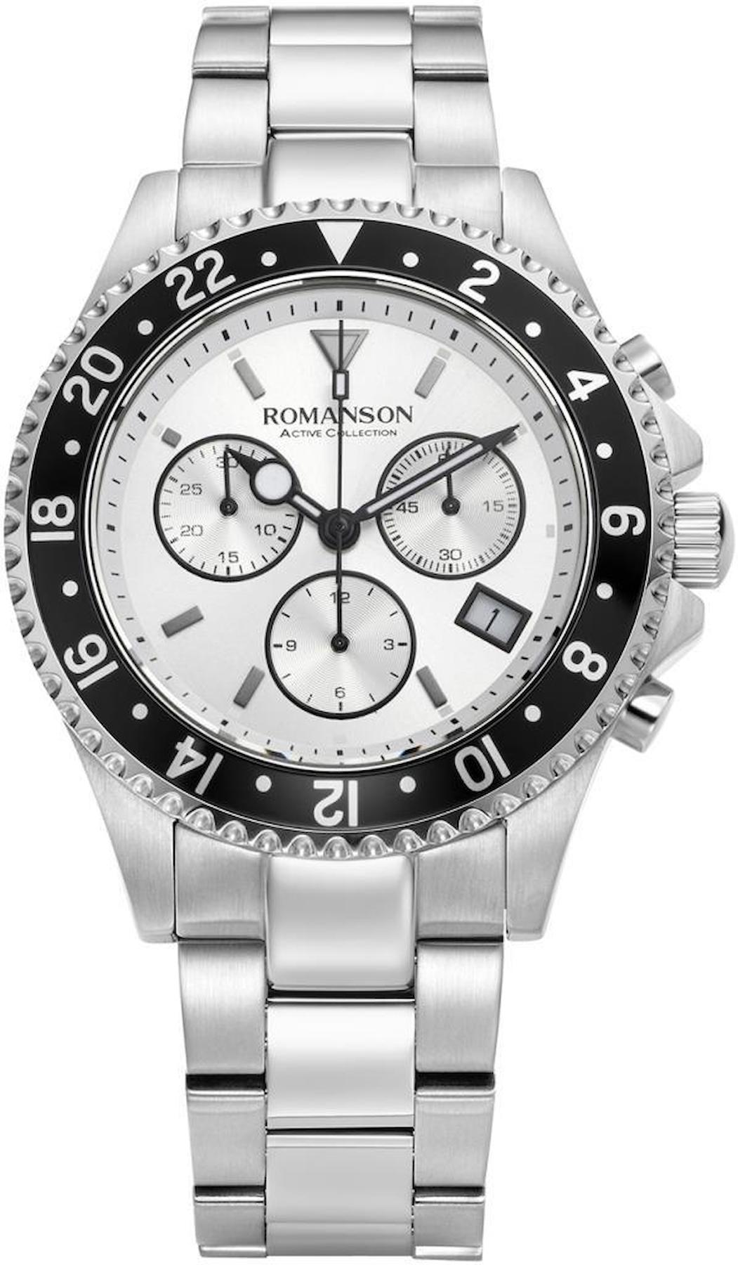 Romanson AM0005HMWWA15B Takvimli 41 mm Çelik Kordon Analog Erkek Kol Saati