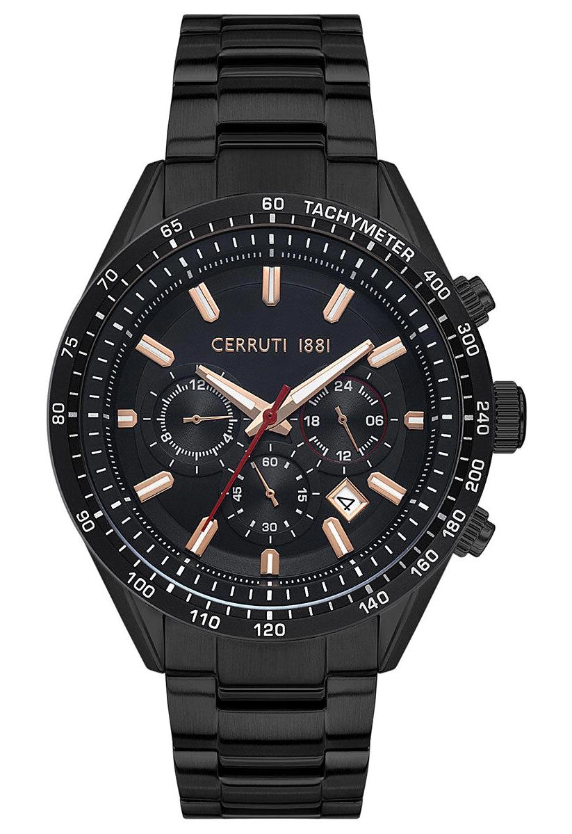 Cerruti 1881 CIWGK2230306 Takvimli Siyah Çelik Kordon Analog Erkek Kol Saati