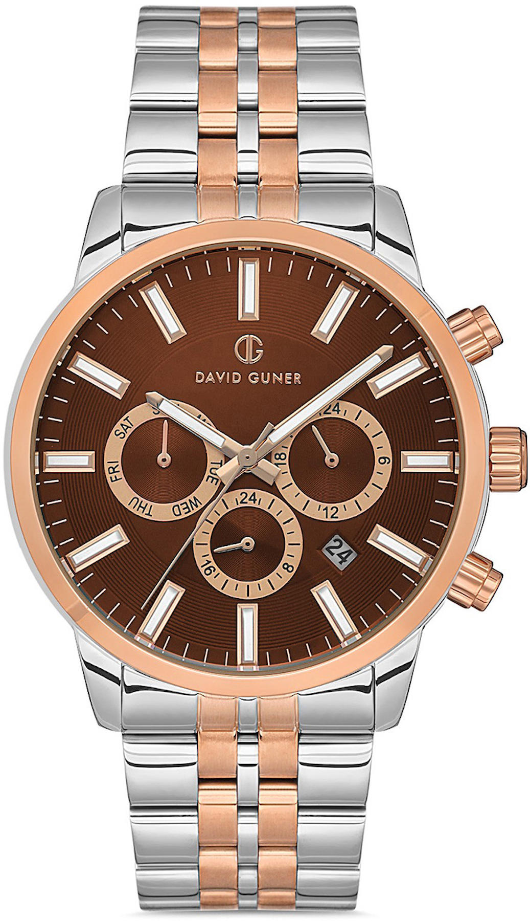 David Guner DG-8449GA-E6 Takvimli 42 mm Çelik Kordon Analog Kol Saati
