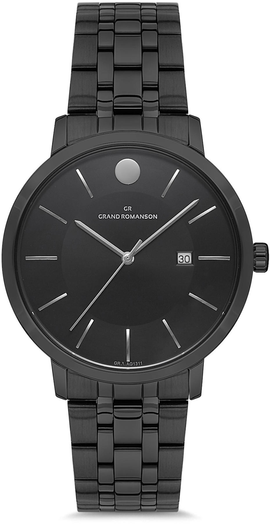 Romanson GR.1.AG1311.07 Takvimli 42 mm Siyah Çelik Kordon Analog Kol Saati