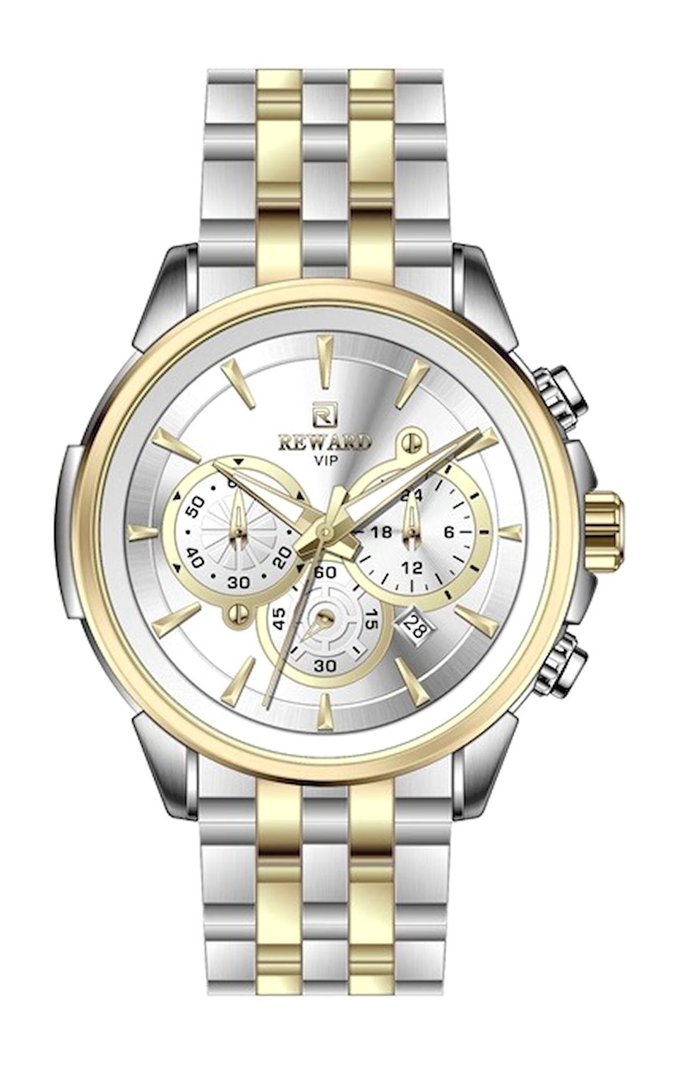 Reward A144719 Takvimli 44 mm Gri-Sarı Çelik Kordon Analog Erkek Kol Saati