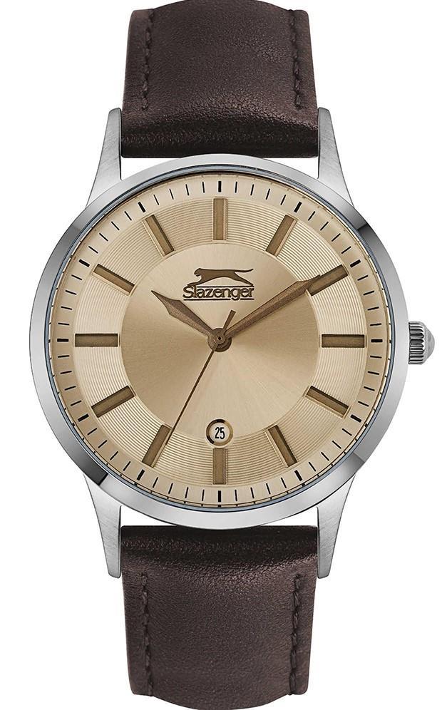 Slazenger SL.09.6323.2.02 Takvimli 43 mm Kahverengi Deri Kordon Analog Erkek Kol Saati