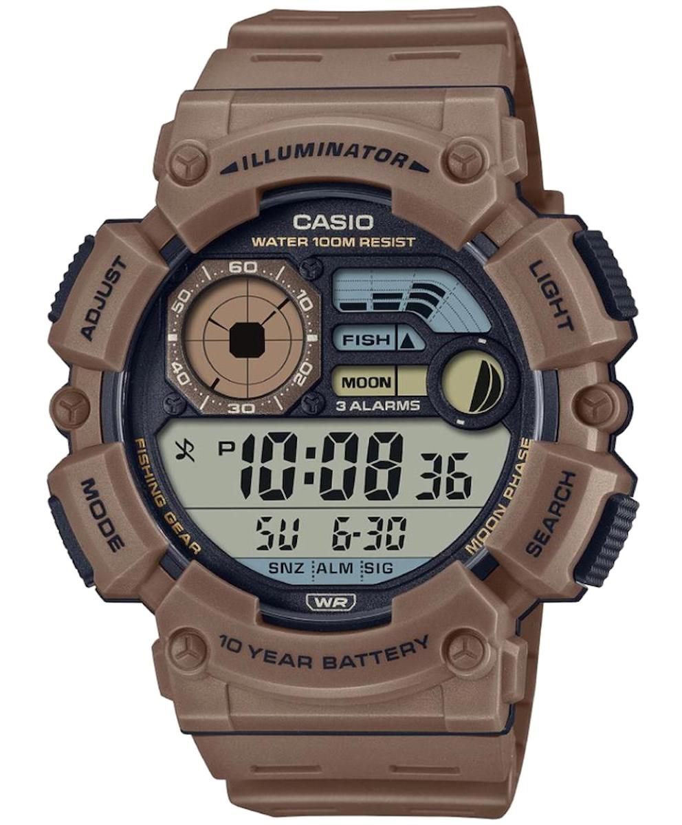 Casio WS-1500H-5AVDF Takvimli Kahverengi Silikon Kordon Dijital Erkek Kol Saati