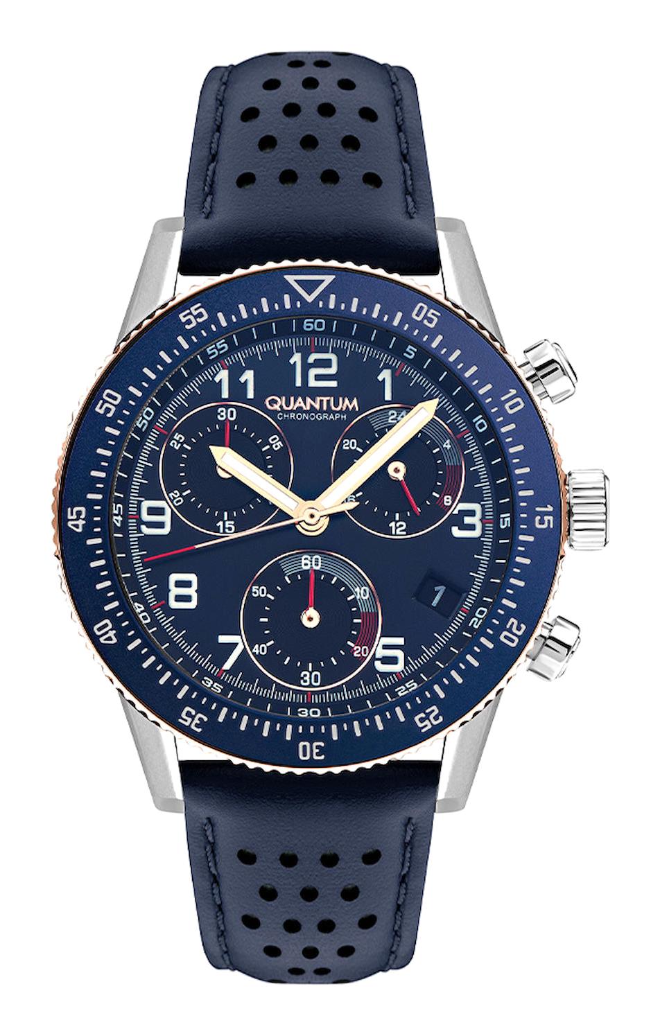 Quantum PWG1118.599 Takvimli 46-50 mm Lacivert Deri Kordon Analog Erkek Kol Saati