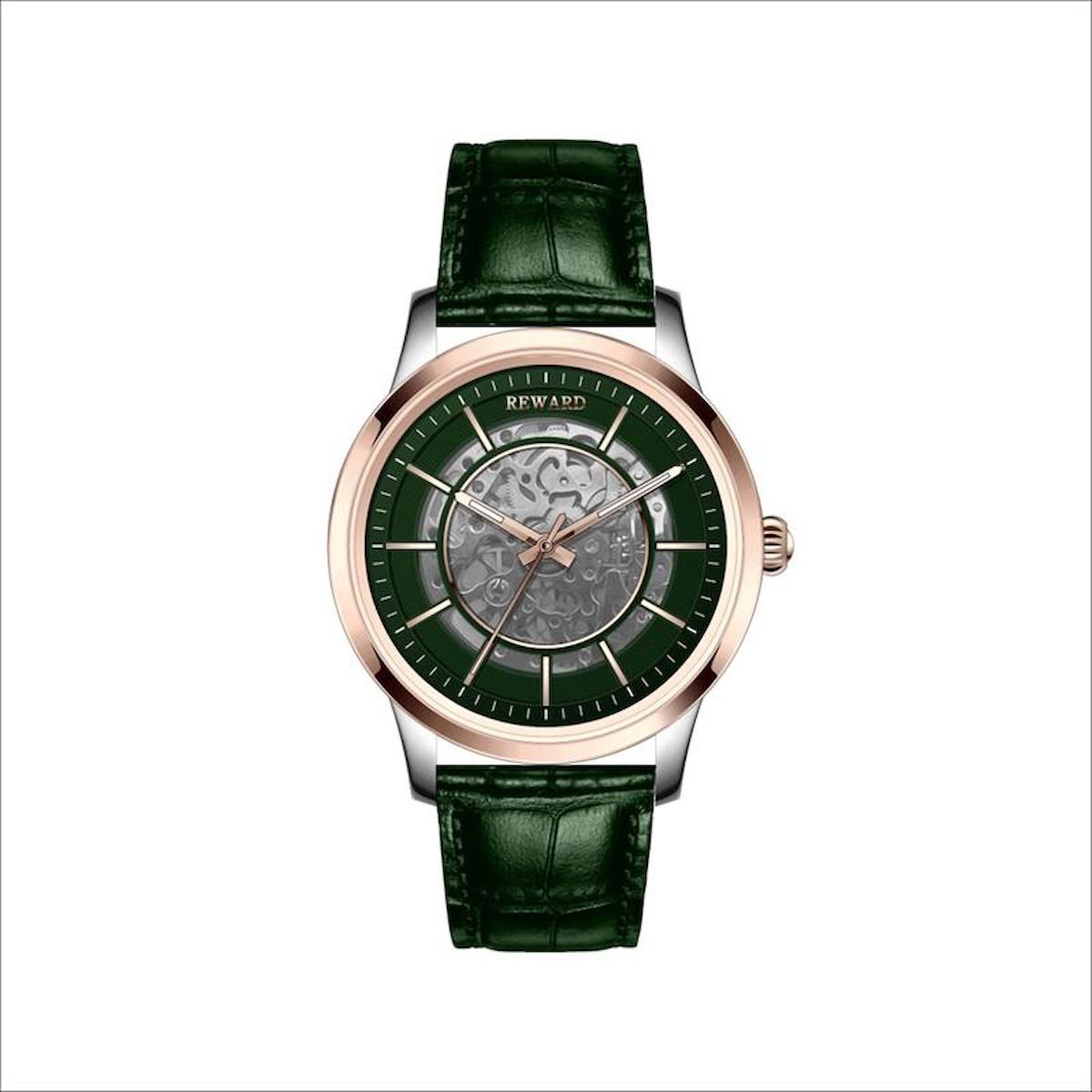 Reward A144064 45 mm Yeşil Deri Kordon Analog Erkek Kol Saati