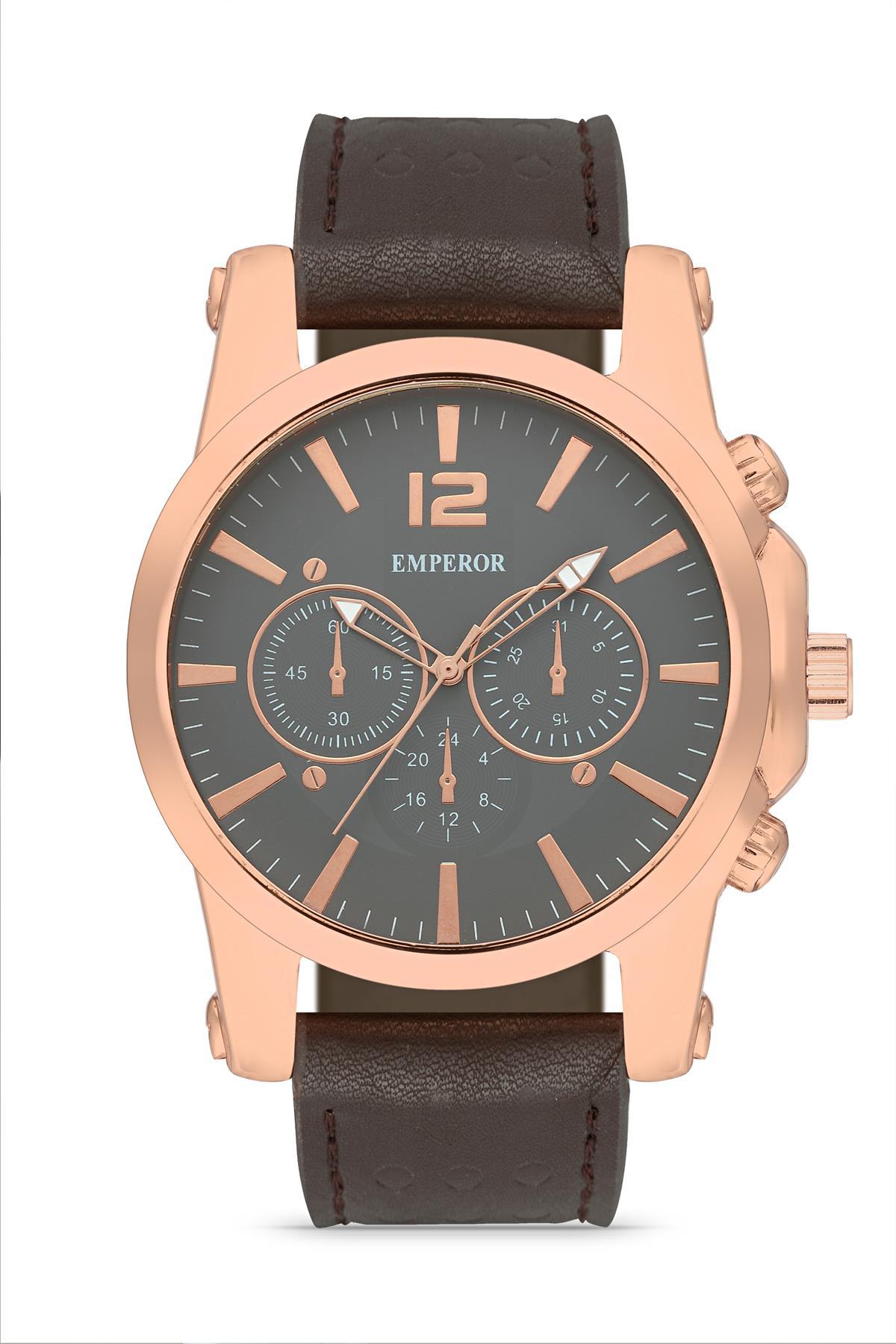 Emperor EPEC23152 Takvimli 42 mm Siyah Deri Kordon Analog Erkek Kol Saati