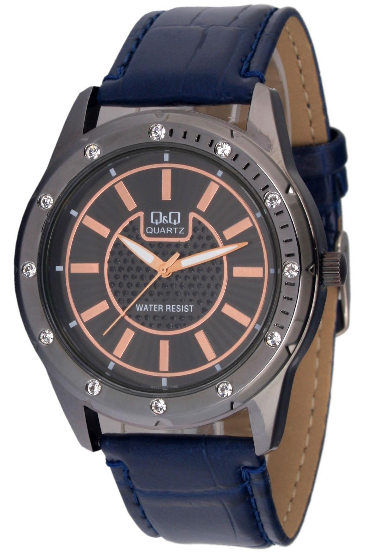 Q&Q 3A363 42 mm Lacivert Deri Kordon Analog Erkek Kol Saati