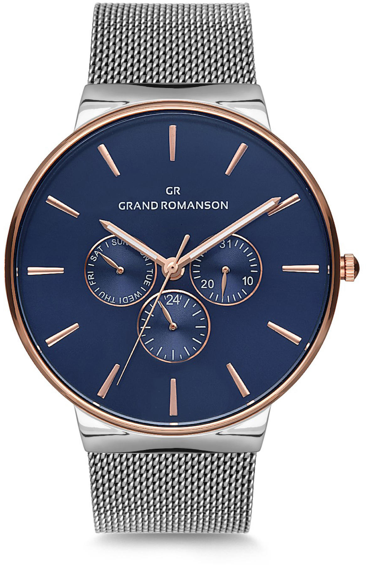 Romanson GR.1.AG1005.12 Takvimli 42 mm Gri Hasır Kordon Analog Kol Saati