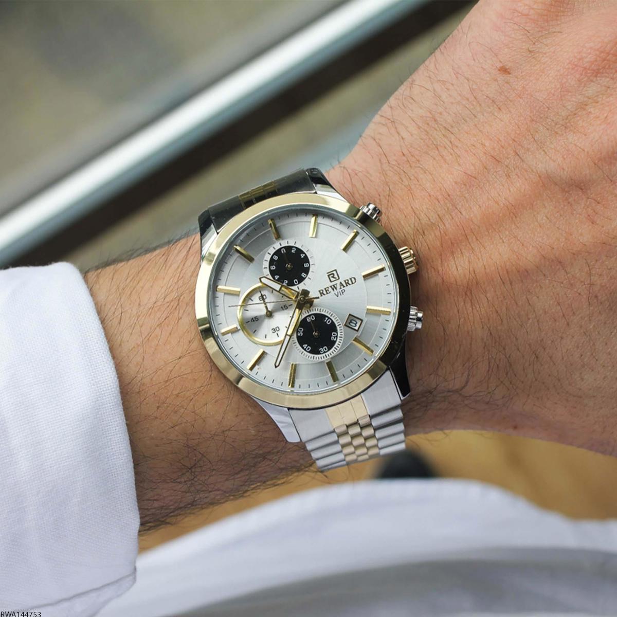 Reward RWA144753 Takvimli 45 mm Altın-Çelik Kordon Analog Erkek Kol Saati