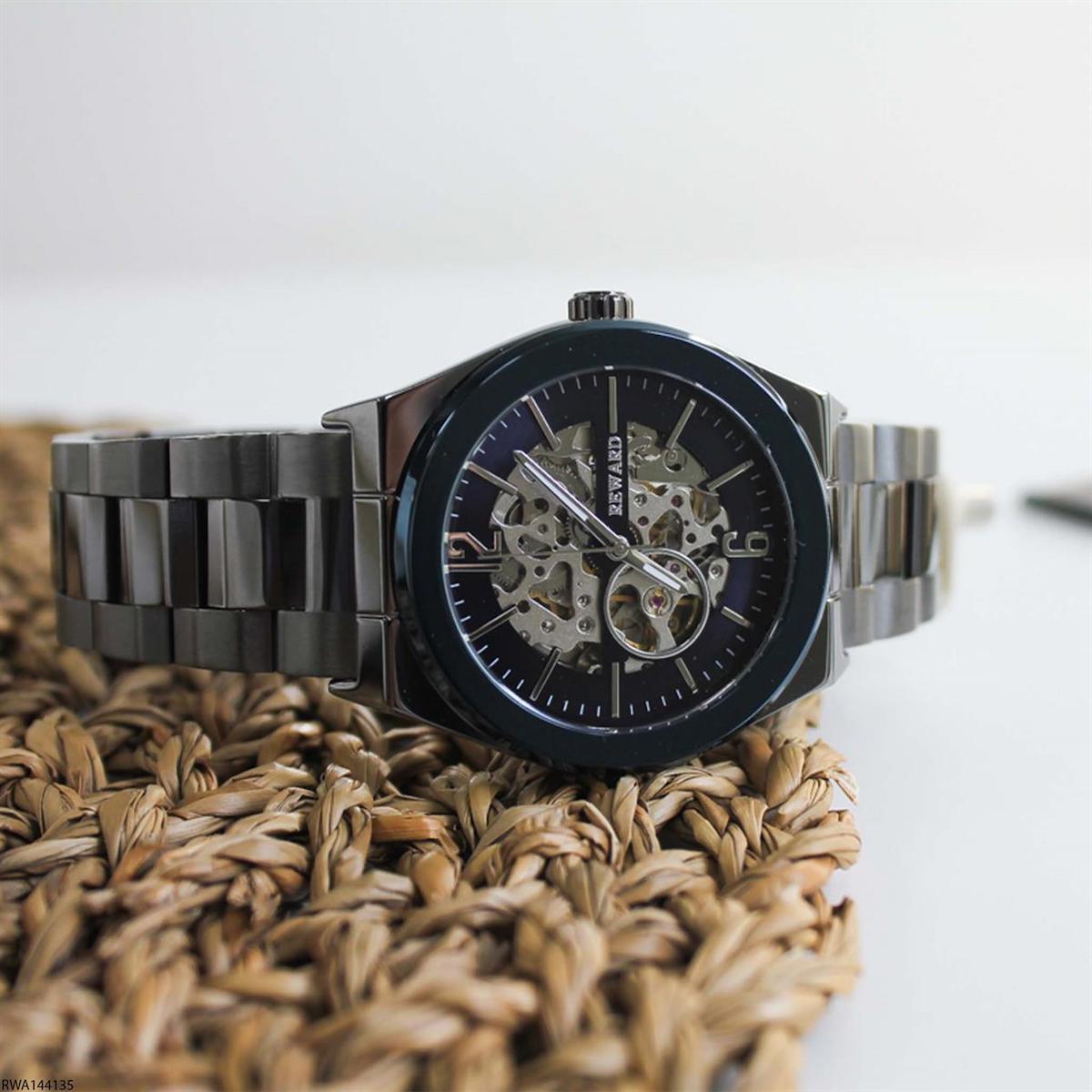 Reward RWA144135 43 mm Füme Çelik Kordon Analog Erkek Kol Saati