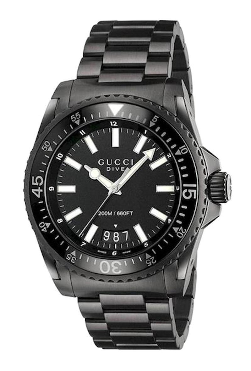 Gucci YA136205 Takvimli 45 mm Siyah Çelik Kordon Analog Erkek Kol Saati