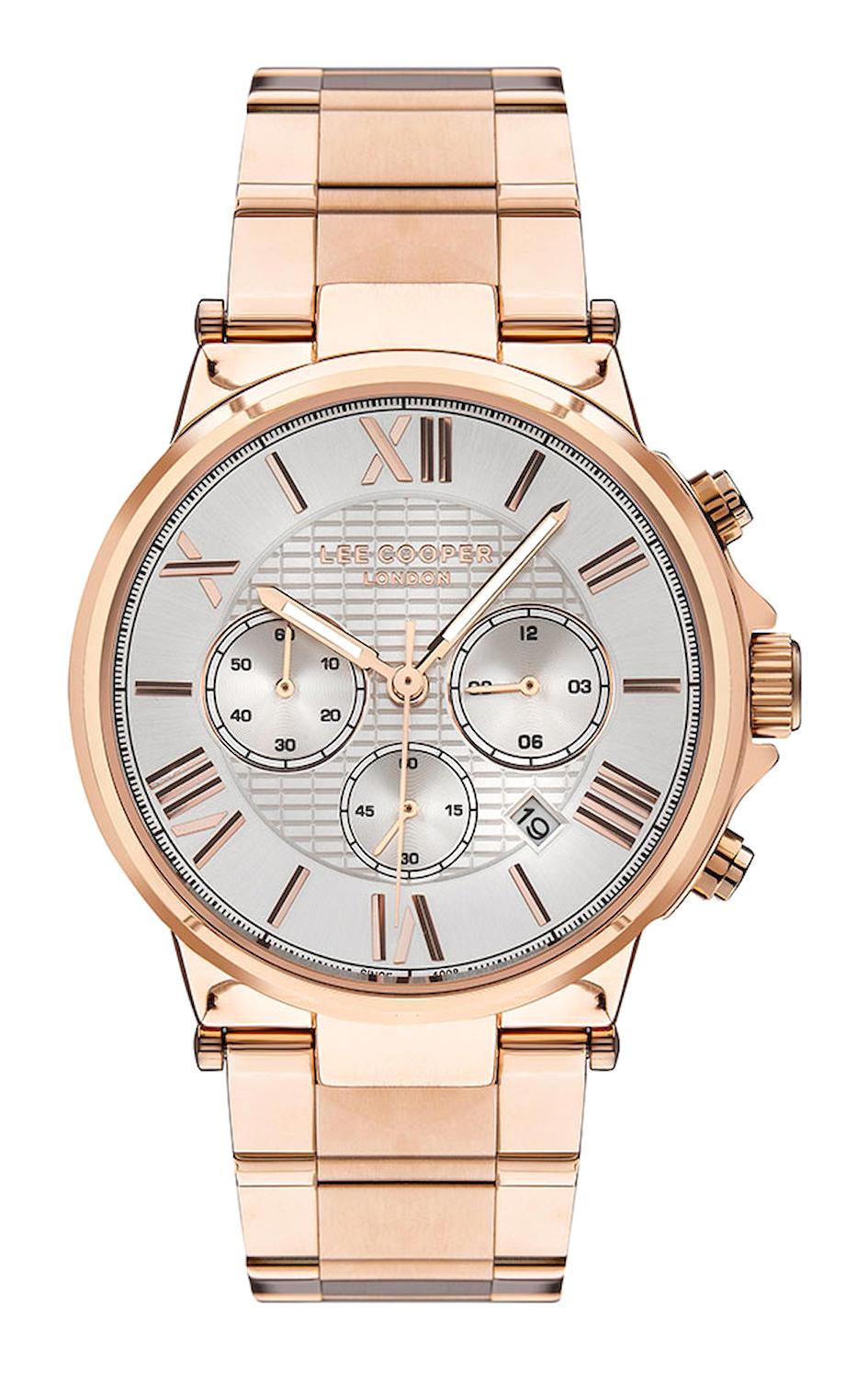 Lee Cooper LC07444.230-NM Takvimli 44 mm Rose Gold Çelik Kordon Analog Erkek Kol Saati