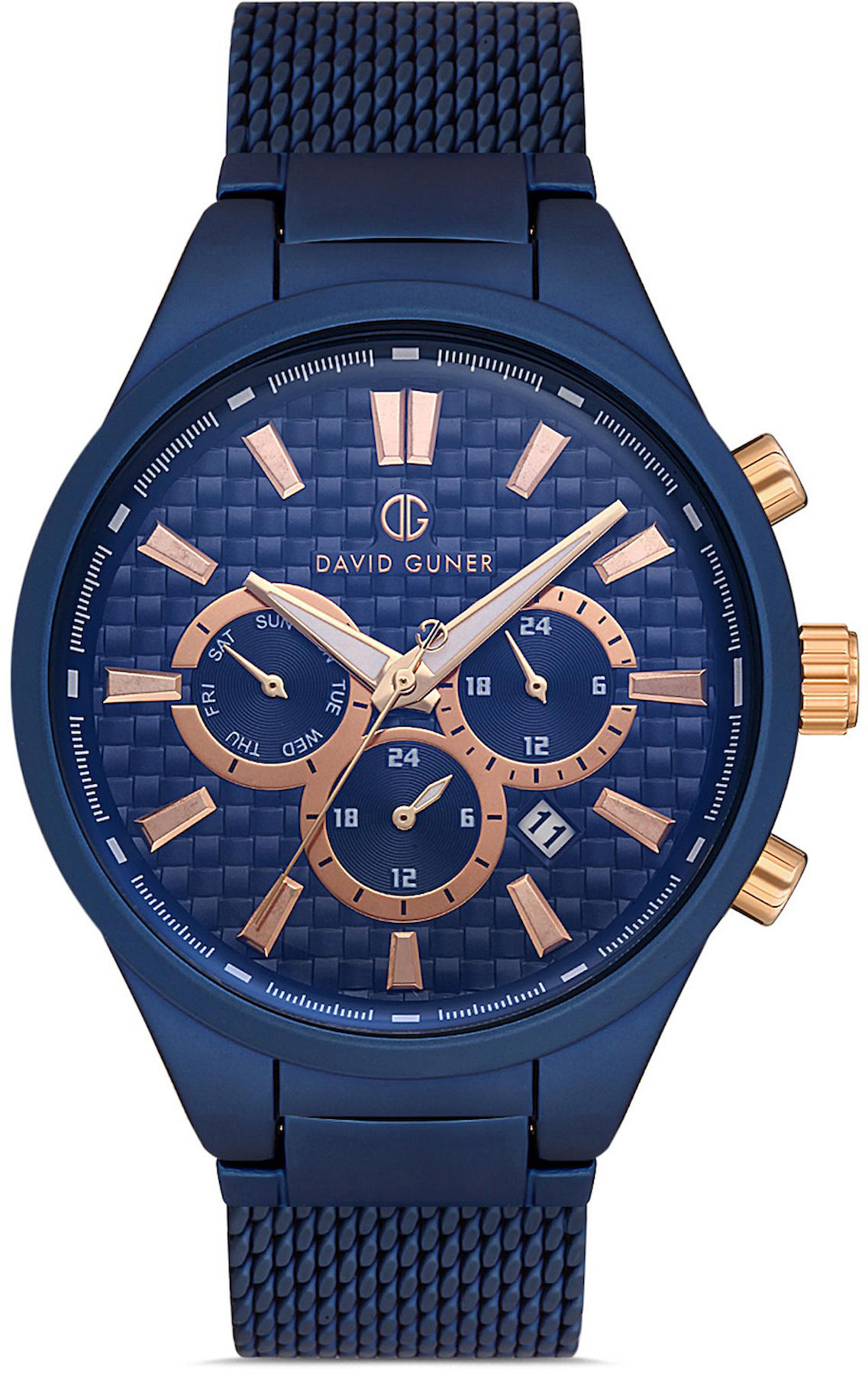 David Guner DG-8343GC-H3E Takvimli 42 mm Lacivert Çelik Kordon Analog Kol Saati