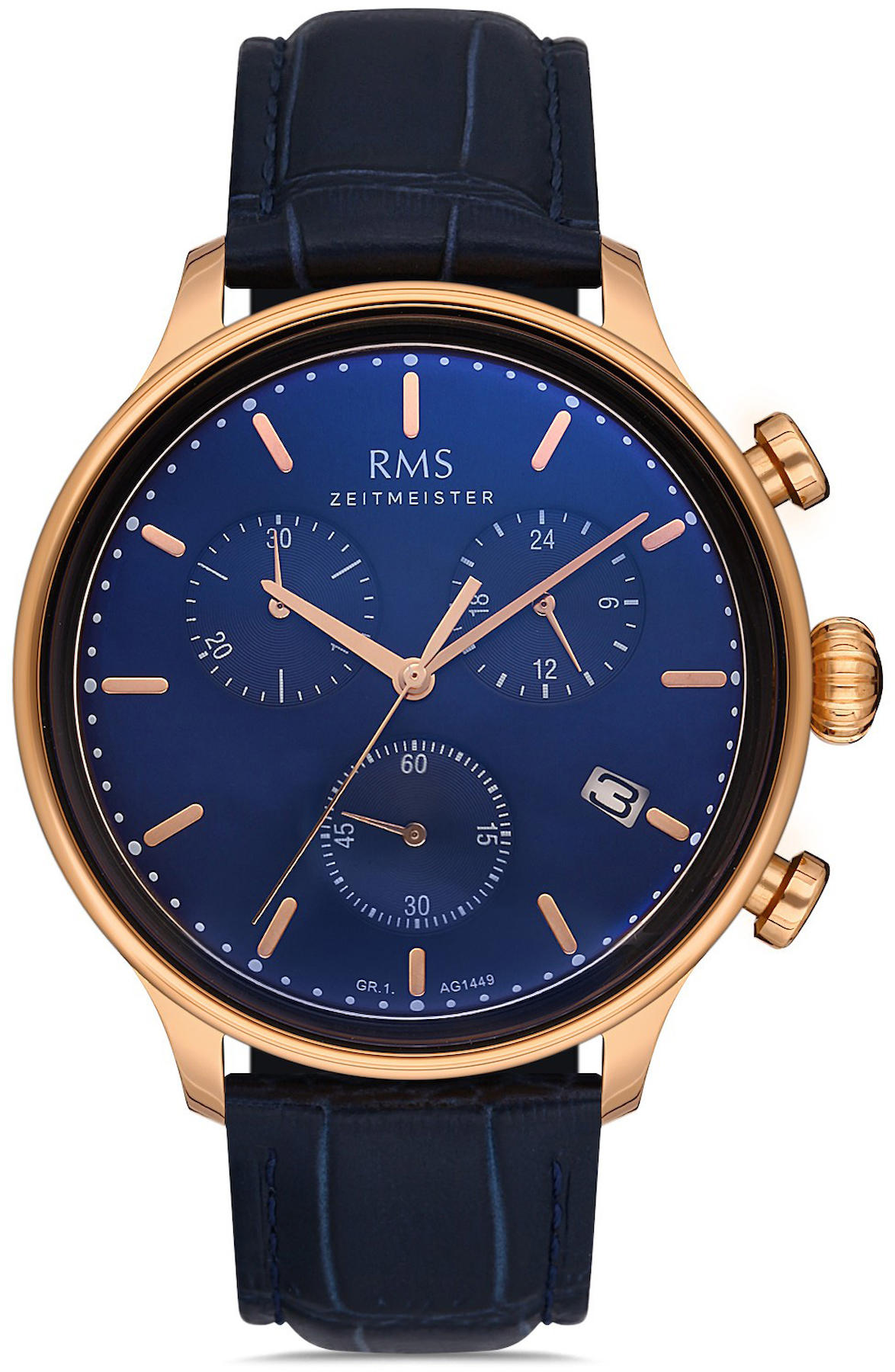 Romanson GR.1.AG1449.05 Takvimli 42 mm Lacivert Çelik Kordon Analog Kol Saati