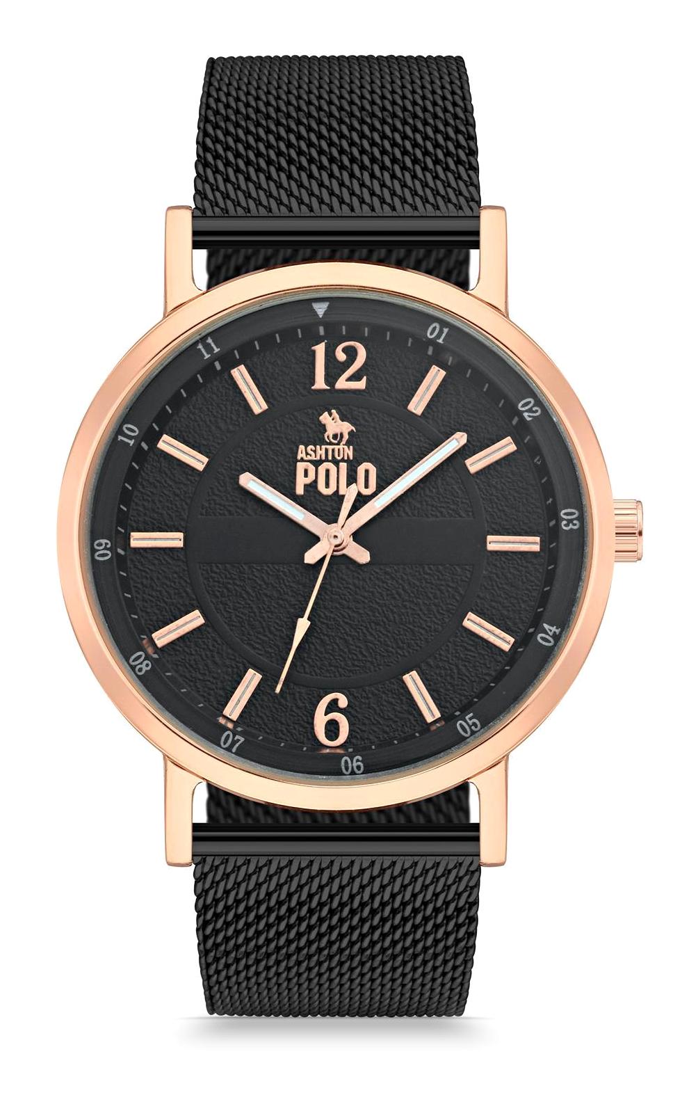 Ashton Polo ZEG27023E 44 mm Siyah Metal Kordon Analog Erkek Kol Saati