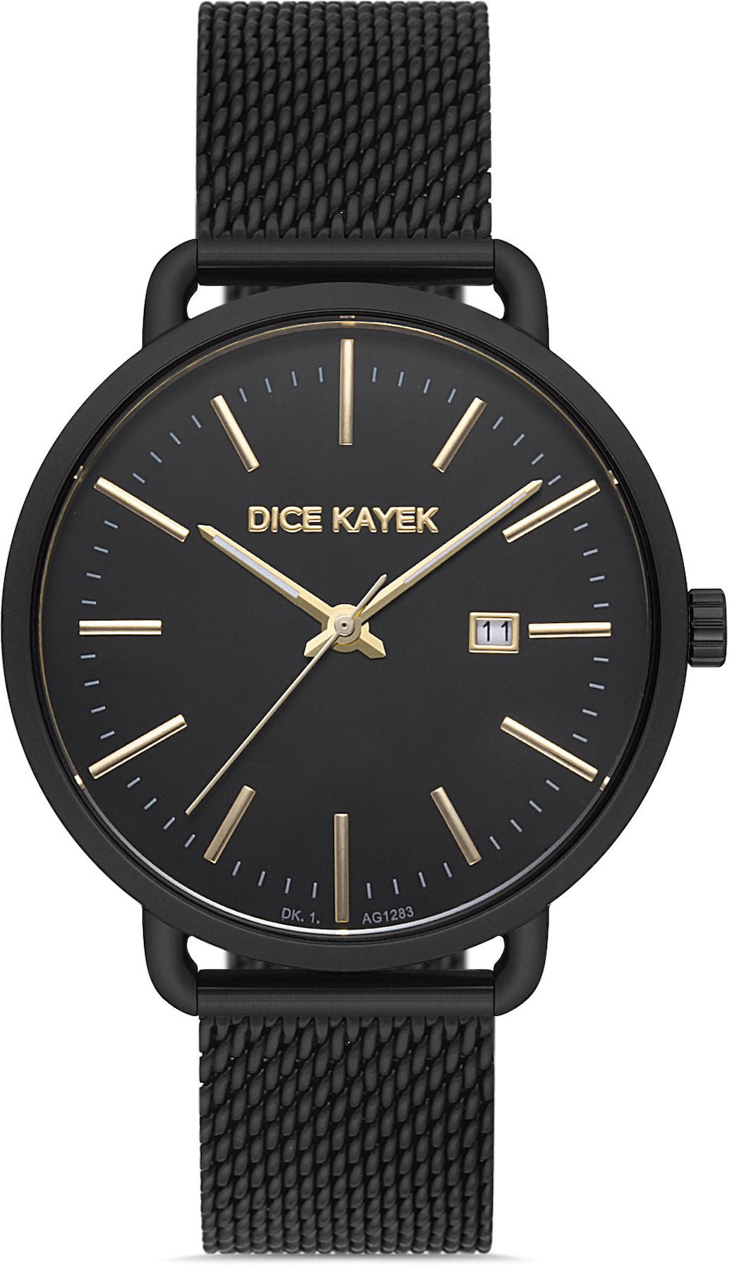 Dice Kayek DK.1.AG1283.05 Takvimli 43 mm Siyah Çelik Kordon Analog Kol Saati