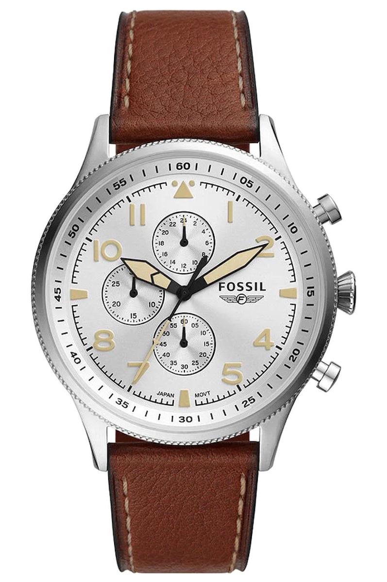 Fossil FS5809 Takvimli 44 mm Kahverengi Deri Kordon Analog Erkek Kol Saati