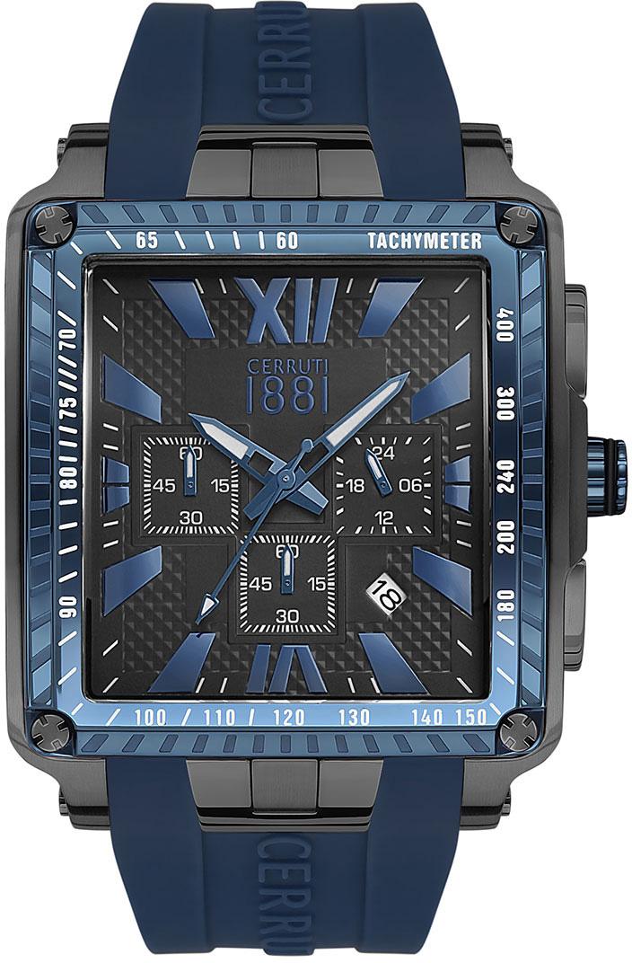 Cerruti 1881 CRA012SUBL61BL Takvimli Lacivert Silikon Kordon Analog Erkek Kol Saati