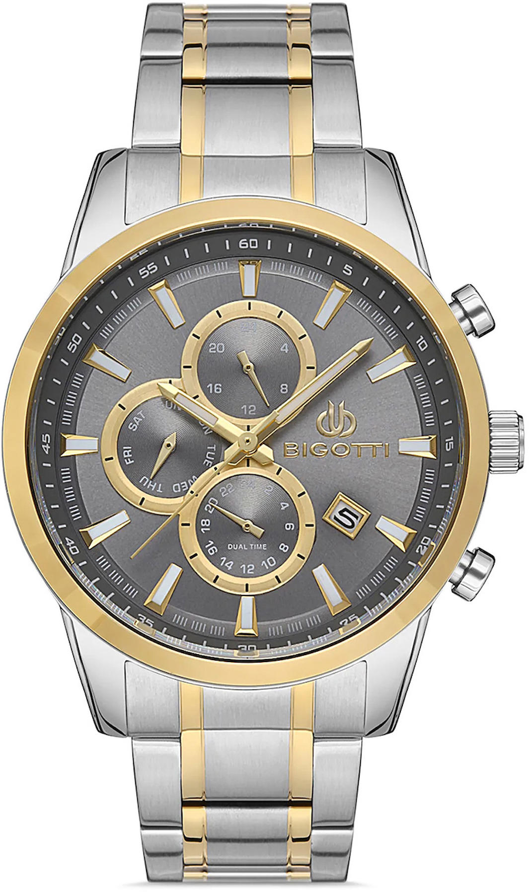 Bigotti BG.1.10307.5 Takvimli 44 mm Altın-Çelik Kordon Analog Kol Saati