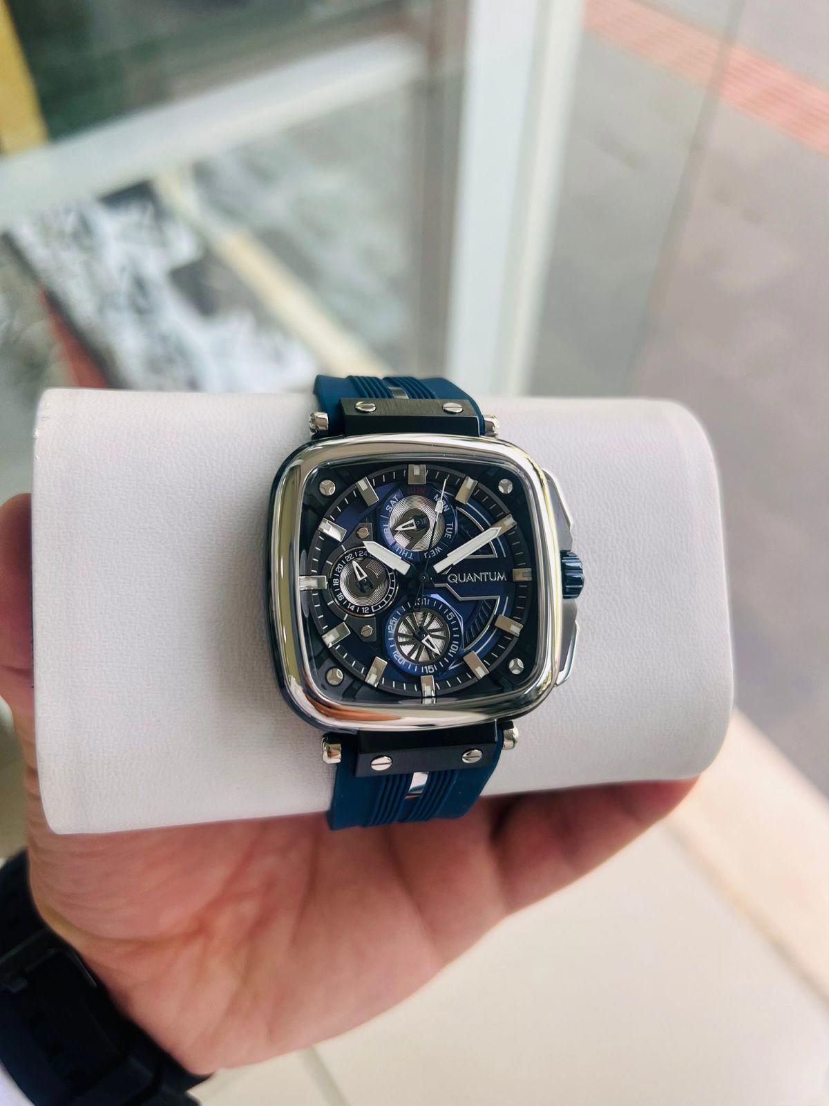 Quantum PHAS7942-3 Takvimli 44 mm Lacivert Silikon Kordon Analog Erkek Kol Saati