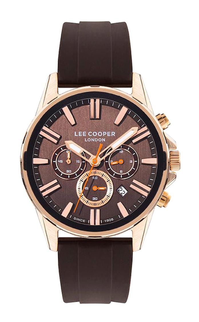 Lee Cooper LC07639.477-NM Takvimli 45 mm Kahverengi Silikon Kordon Analog Erkek Kol Saati