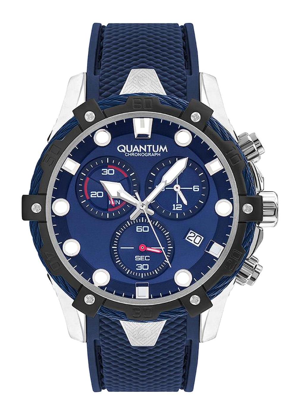 Quantum HNG1019.399 Takvimli 46-50 mm Lacivert Silikon Kordon Analog Erkek Kol Saati