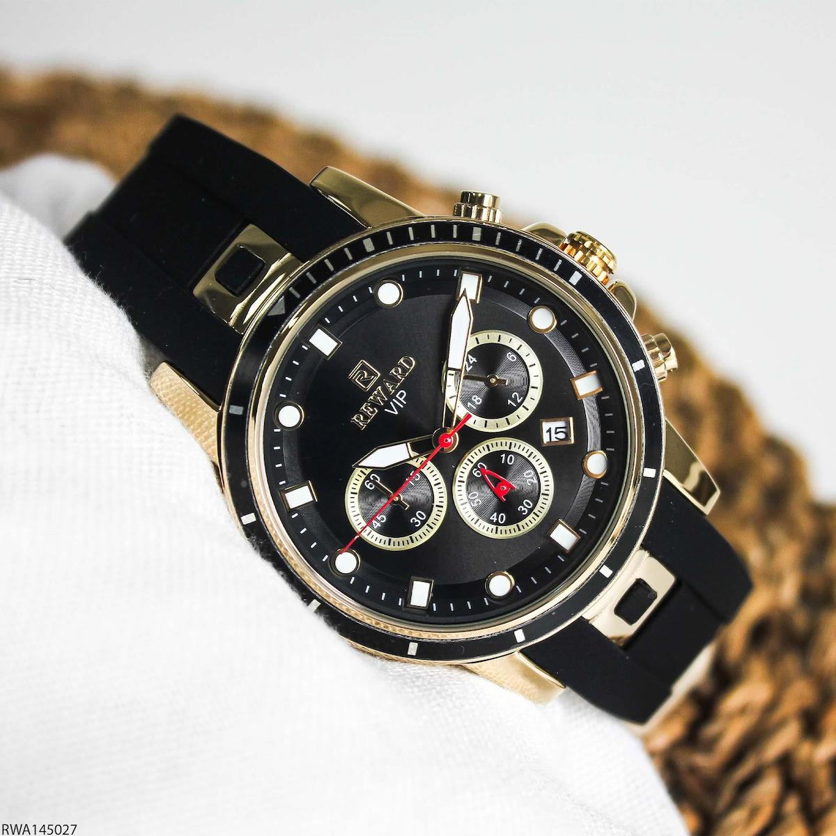 Reward RWA145027 Takvimli 45 mm Siyah Silikon Kordon Analog Erkek Kol Saati