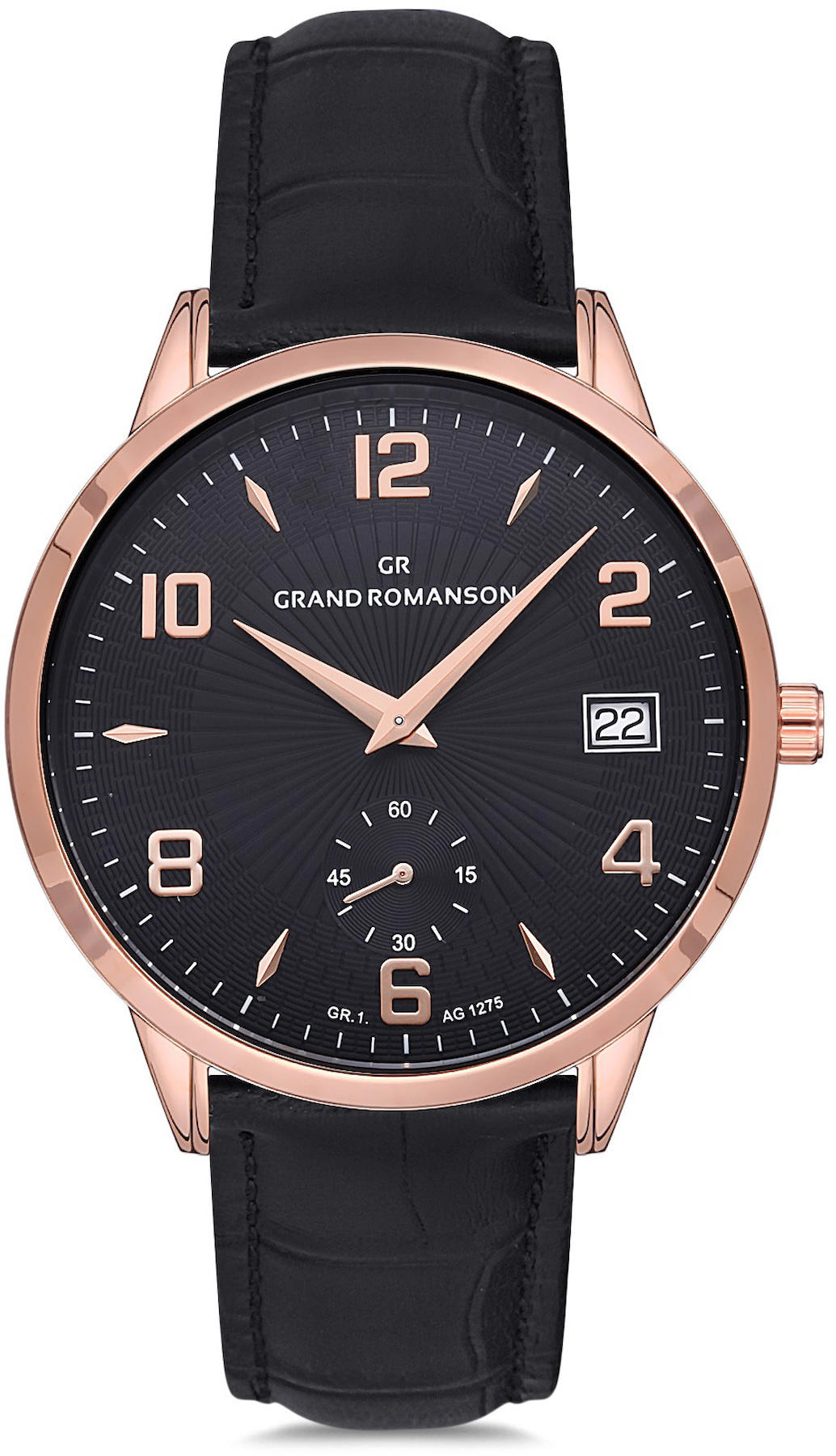 Romanson GR.1.AG1275.04 Takvimli 42 mm Siyah Deri Kordon Analog Kol Saati