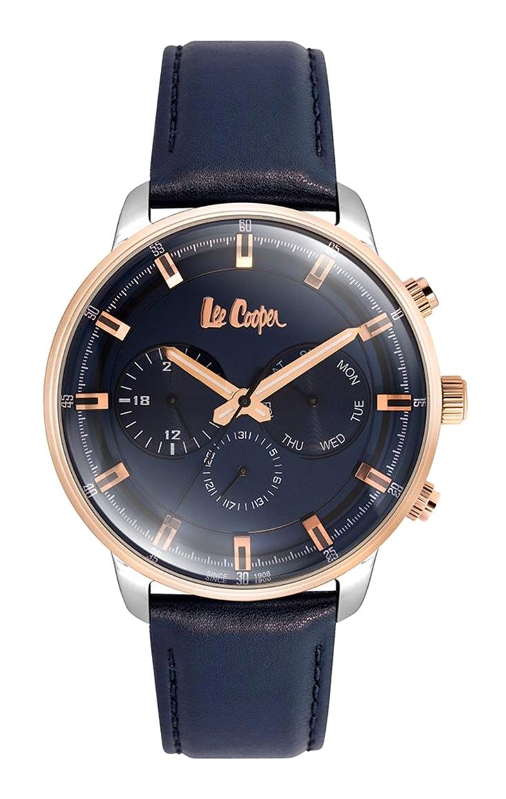 Lee Cooper 6984 591 Takvimli 46-50 mm Lacivert Deri Kordon Analog Erkek Kol Saati