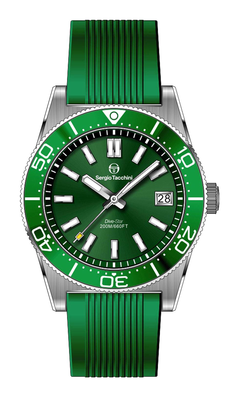 Sergio Tacchini ST.3.10005.2 Takvimli 38.5 mm Yeşil Silikon Kordon Analog Erkek Kol Saati