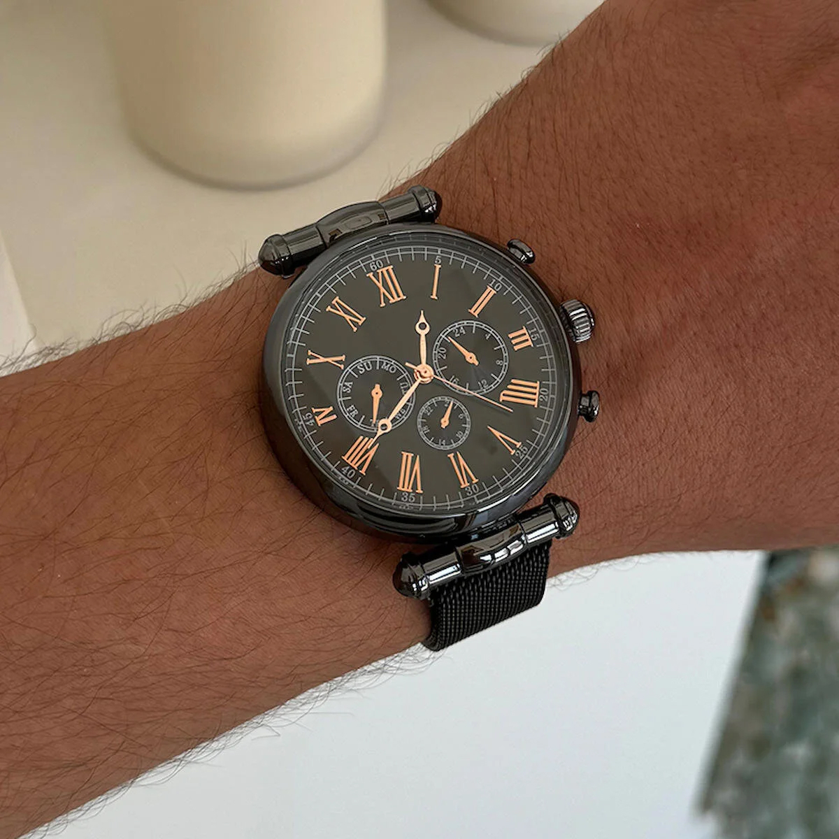 Spectrum SP02 Takvimli 44 mm Metal Kordon Analog Erkek Kol Saati