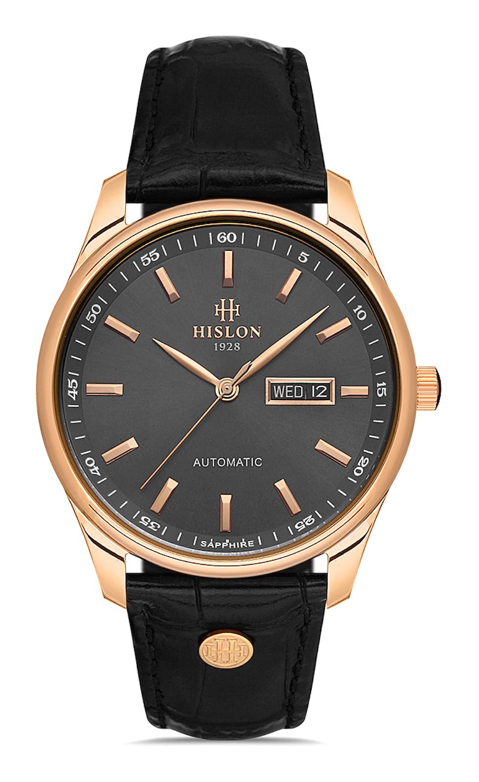 Hislon SD113R-05BR Takvimli Siyah Çelik Kordon Analog Erkek Kol Saati