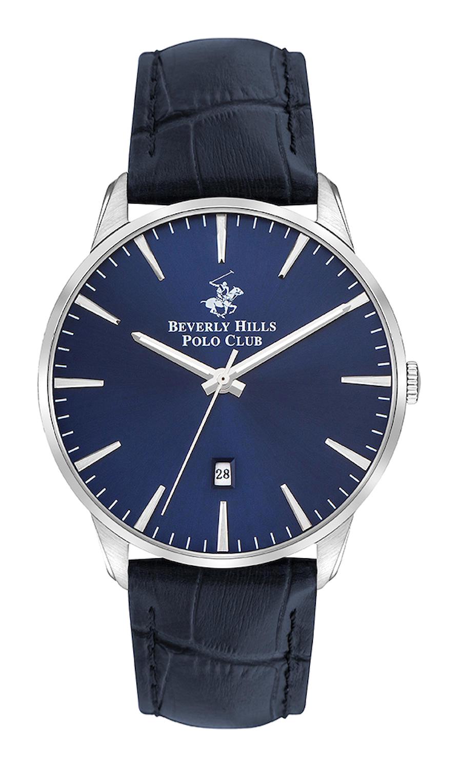Beverly Hills Polo Club BP3393X399 Takvimli 43 mm Lacivert Deri Kordon Analog Erkek Kol Saati