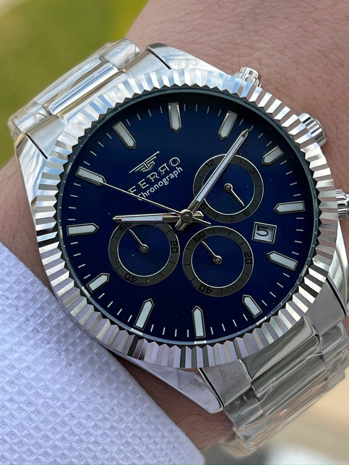 Ferro EFM31289-A3 Su Geçirmez Takvimli 44 mm Çelik Kordon Analog Erkek Kol Saati