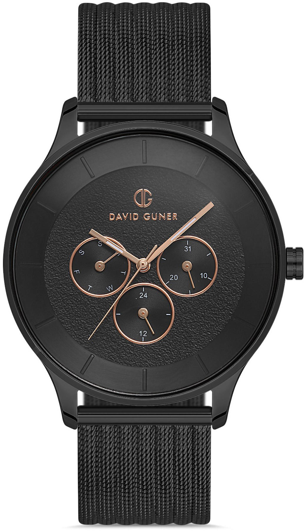 David Guner DG-8246GC-G2E Takvimli 42 mm Siyah Metal Kordon Analog Kol Saati