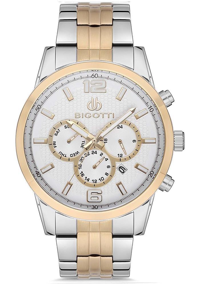 Bigotti BG.1.10115.6 Takvimli 45 mm Altın-Çelik Kordon Analog Erkek Kol Saati