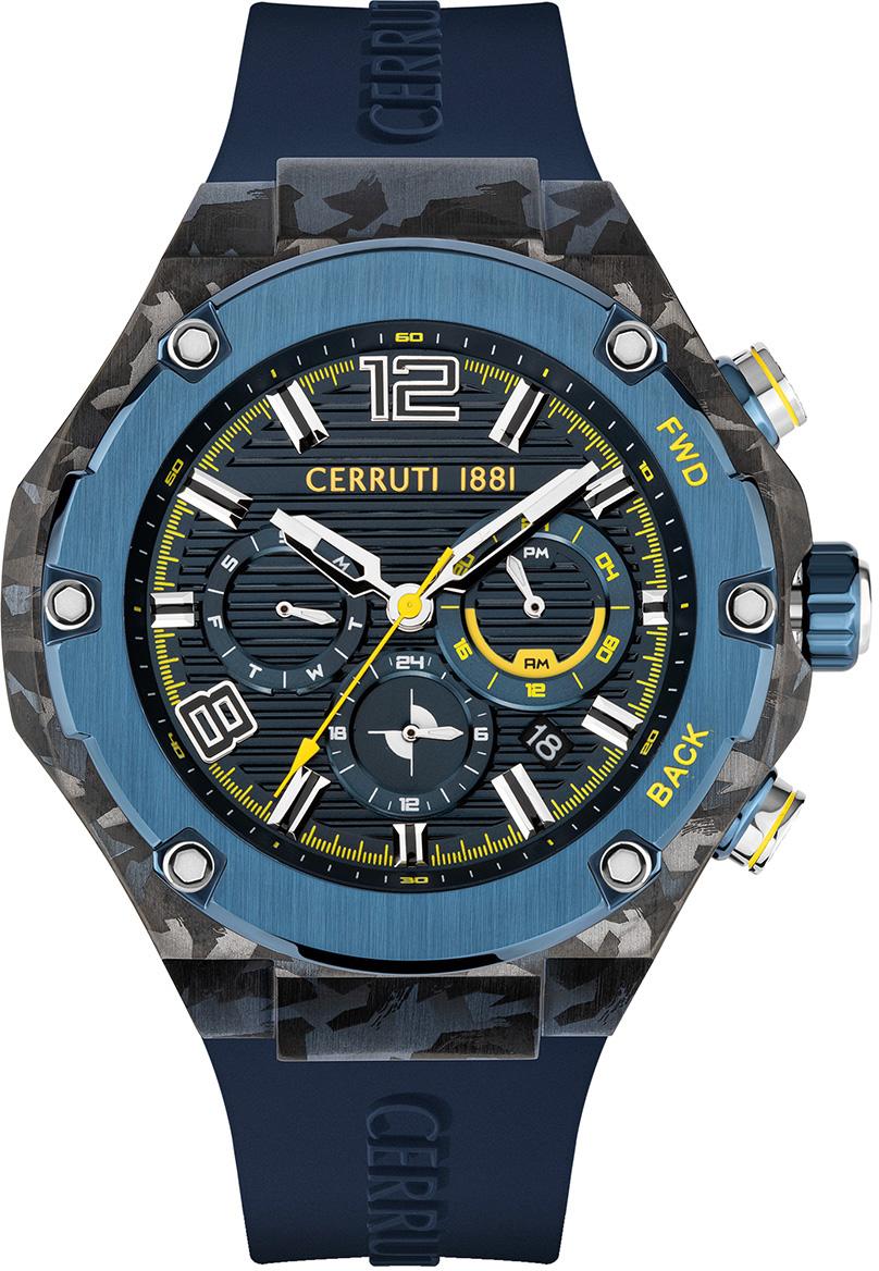 Cerruti 1881 CIWGQ2113802 Takvimli 44 mm Lacivert Silikon Kordon Analog Erkek Kol Saati