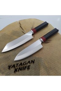 göcen Profesyonel Santoku Şef Bıçağı Seti 2'li , Mutfak Bıçağı, Isme Özel Hediye