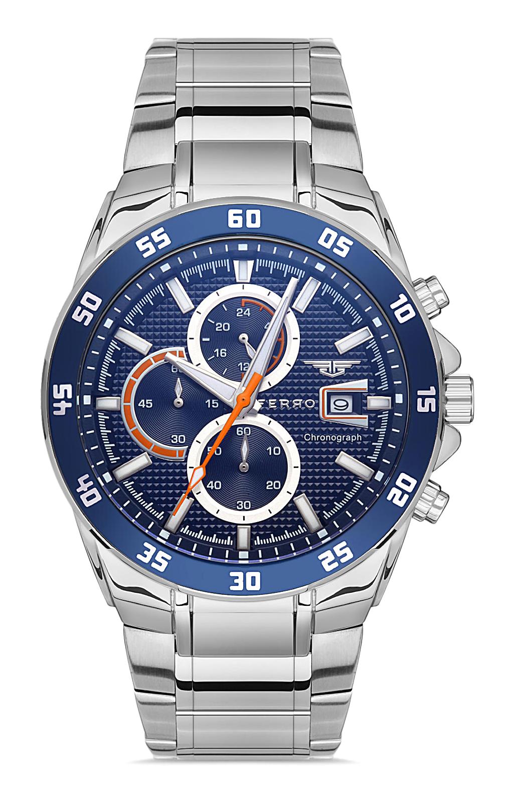 Ferro FM31216A-A3 Takvimli Metal Kordon Analog Erkek Kol Saati