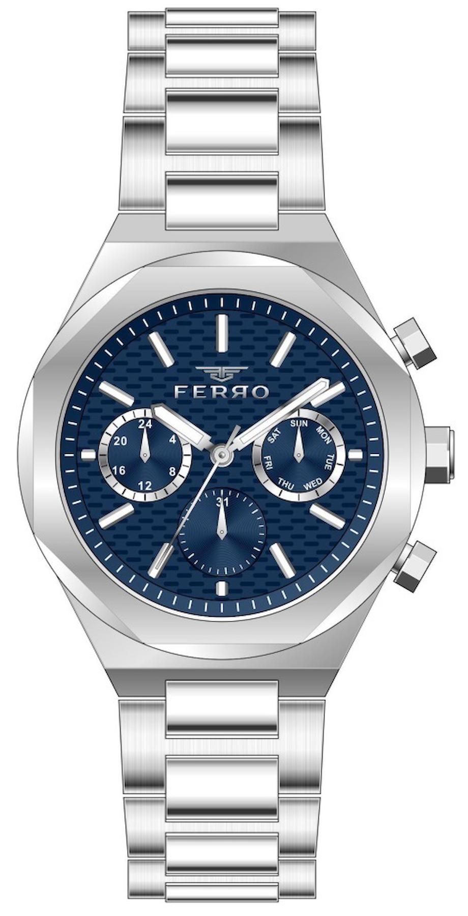 Ferro FM31458A-A3 Takvimli 44 mm Çelik Kordon Analog Erkek Kol Saati