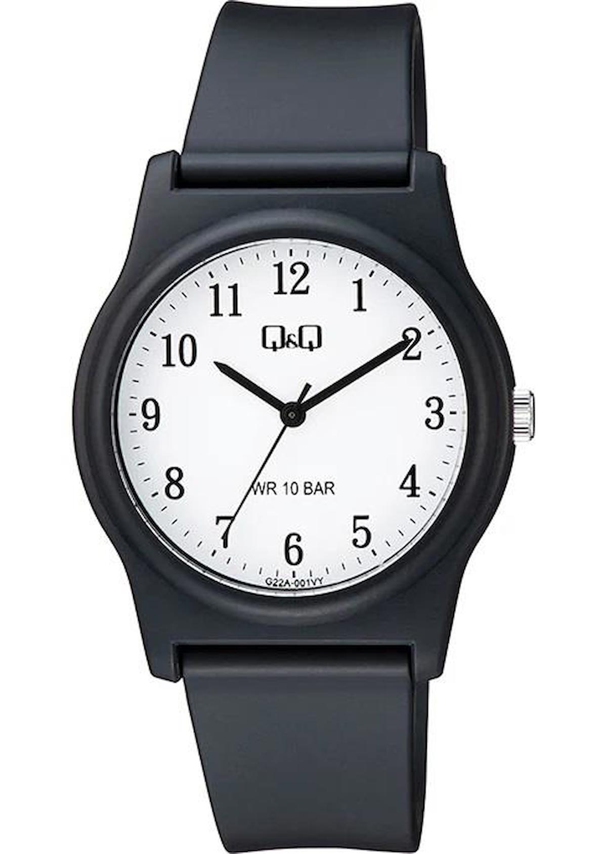 Q&Q G22A-001VY 37 mm Siyah Silikon Kordon Analog Erkek Kol Saati