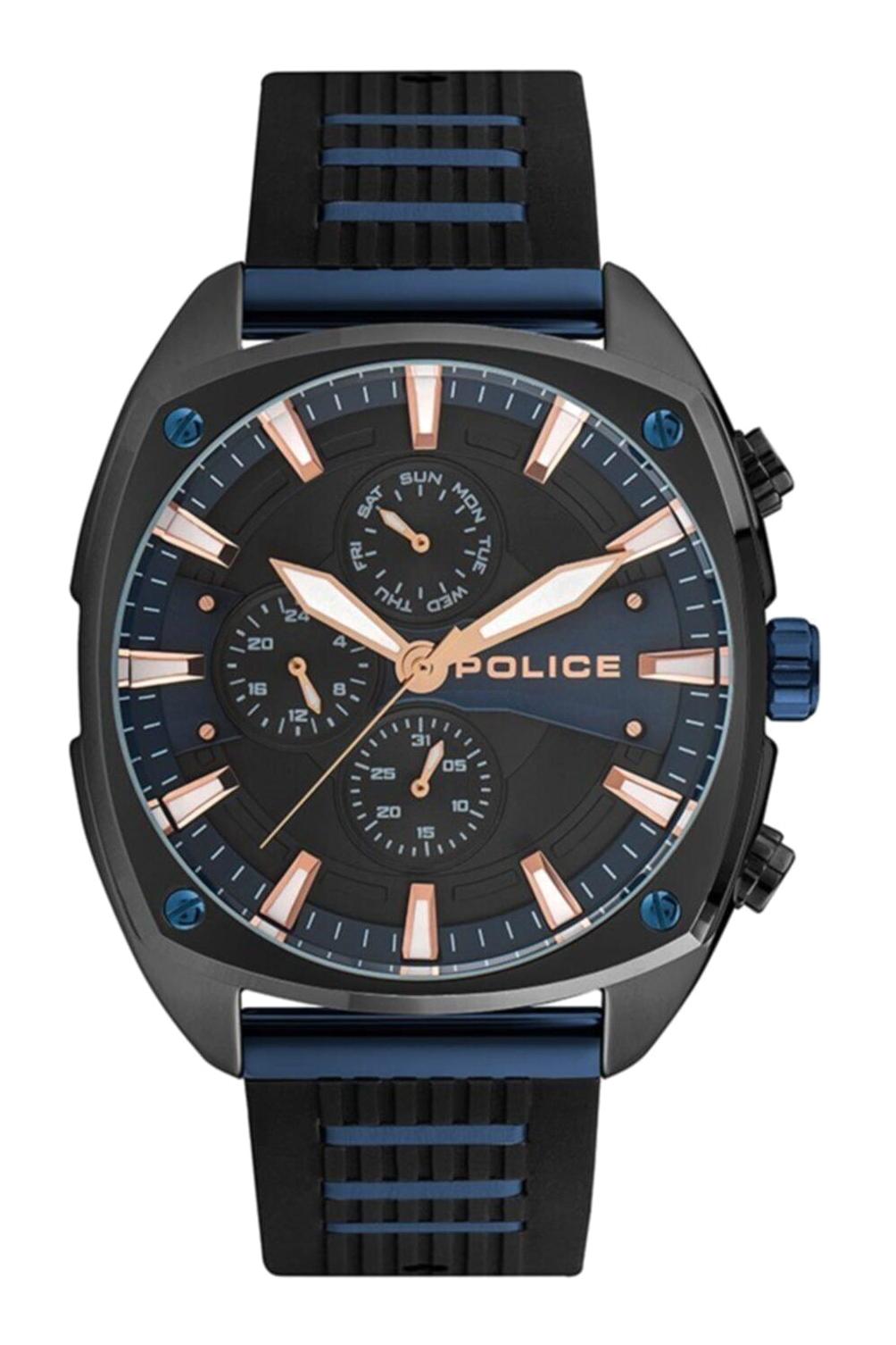 Police PL.16051JBB-03P Takvimli 46 mm Siyah Silikon Kordon Analog Erkek Kol Saati