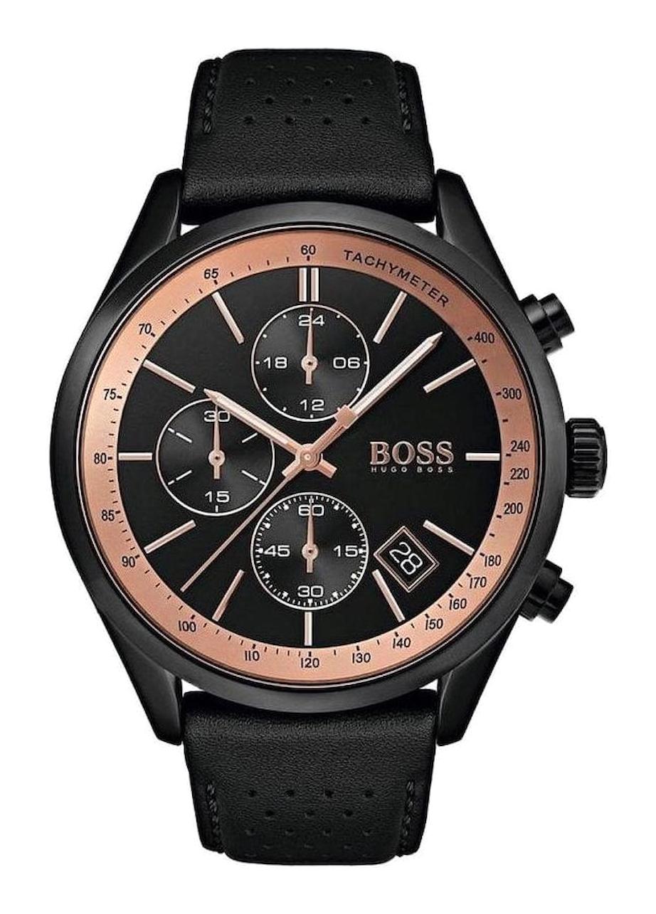 Boss Watches HB1513550 Takvimli 44 mm Siyah Deri Kordon Analog Erkek Kol Saati